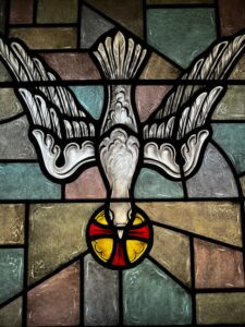 Daily Devotion - Praying with Jesus - Spirit and Truth - Stained glass of dove