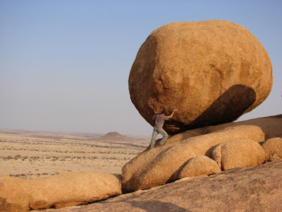 Devotion 28 Days of Prayer - Enough Faith? - Man pushing boulder