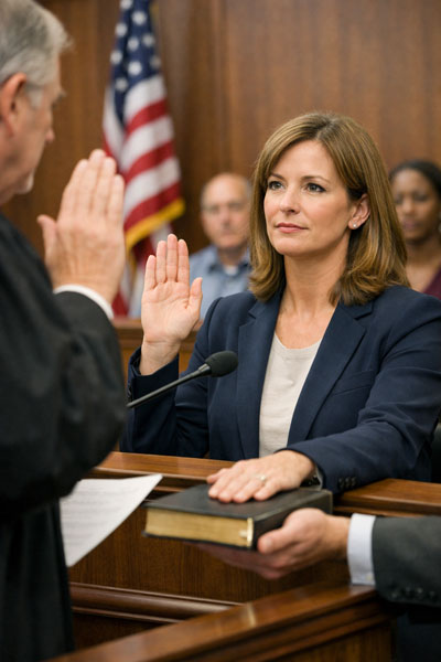 Daily Devotion - Faith Lutheran Church, Wesley Chapel, FL - Witness being sworn in