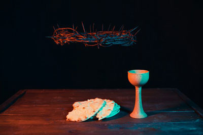 Daily Devotion - Faith Lutheran Church, Wesley Chapel, FL - Communion bread and wine with crown a thorns